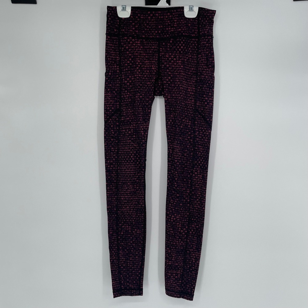 Lululemon Speed Up Tight Purple Pink Pixel Pattern Running Leggings Womens 4